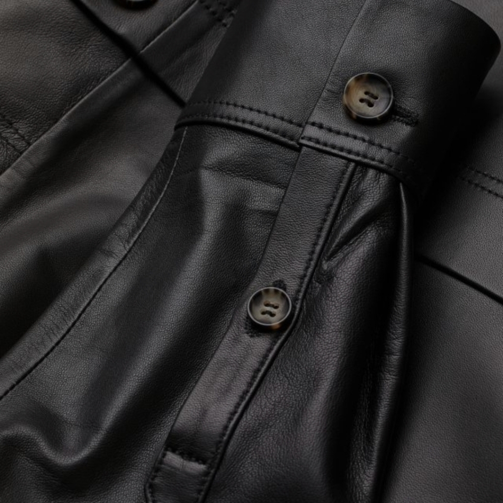 Vegan leather shirt dress/ over coat - Picture 4 of 12
